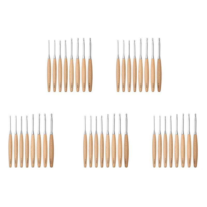Wooden Crochet Hooks Ergonomic Handle - M12K-40Pcs Wood Crochet Hooks 3.0Mm-6.5Mm, Ergonomic