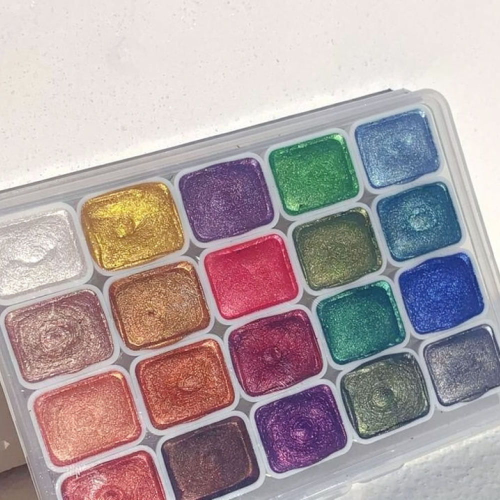Watercolor Paint Set Solid Pigment - Professional Pearlescent Watercolor Solid Paint Set