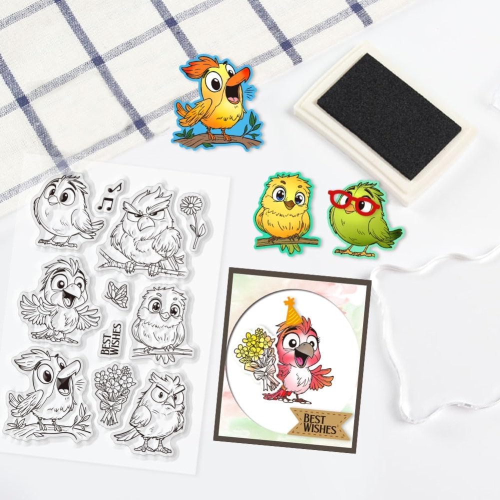Funny Bird Clear Stamps for Sc - Clear Silicone Stamps For Card Making 评论和价格