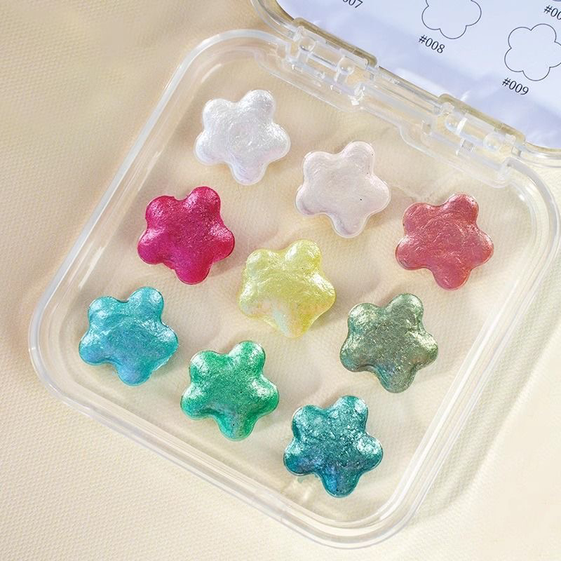 9Colors Metallic Pearlescent W - Watercolor Paint Set Solid Pigment 评论和价格