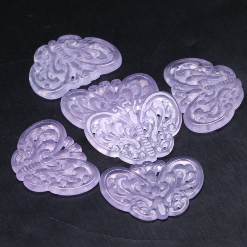 2pc Natural Purple Jade Hollow - Beading 评论和价格
