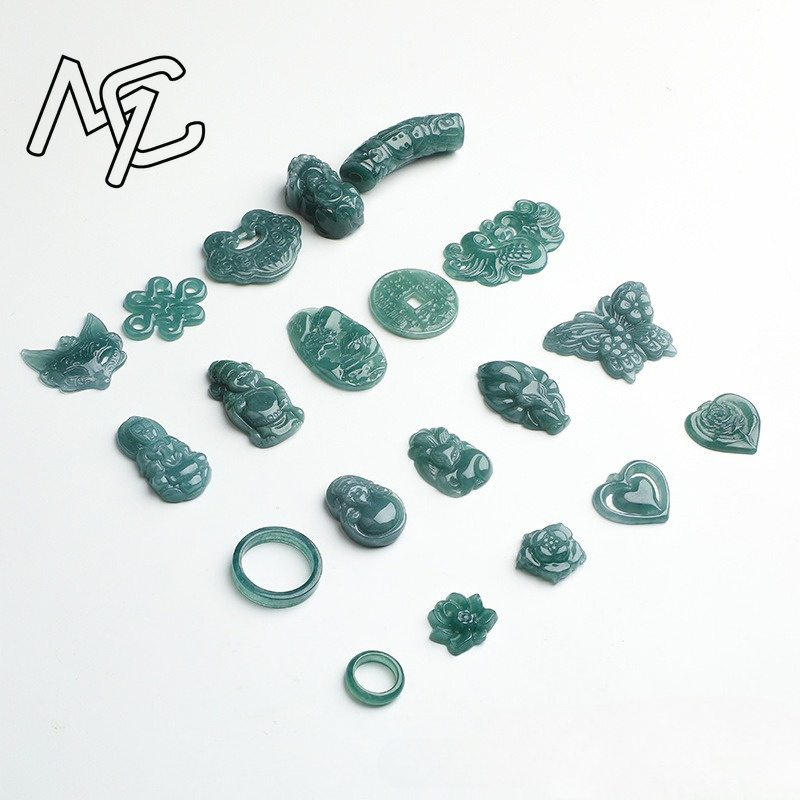 2PC Natural Blue Water Jadeite - Beading 评论和价格