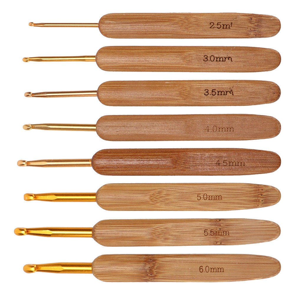 8pcs 2.5-6mm Sizes Crochet Hoo - Wooden Crochet Hooks Ergonomic Handle 评论和价格