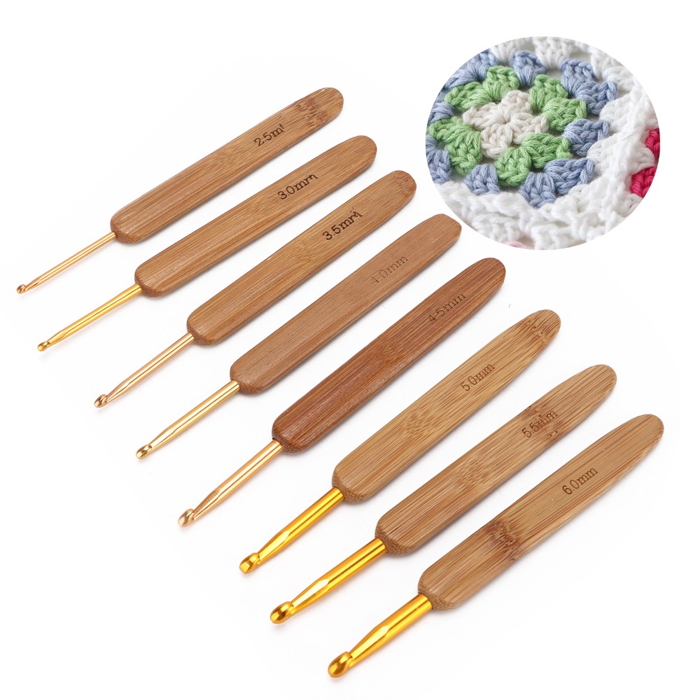 8pcs 2.5-6mm Sizes Crochet Hoo - Wooden Crochet Hooks Ergonomic Handle 评论和价格
