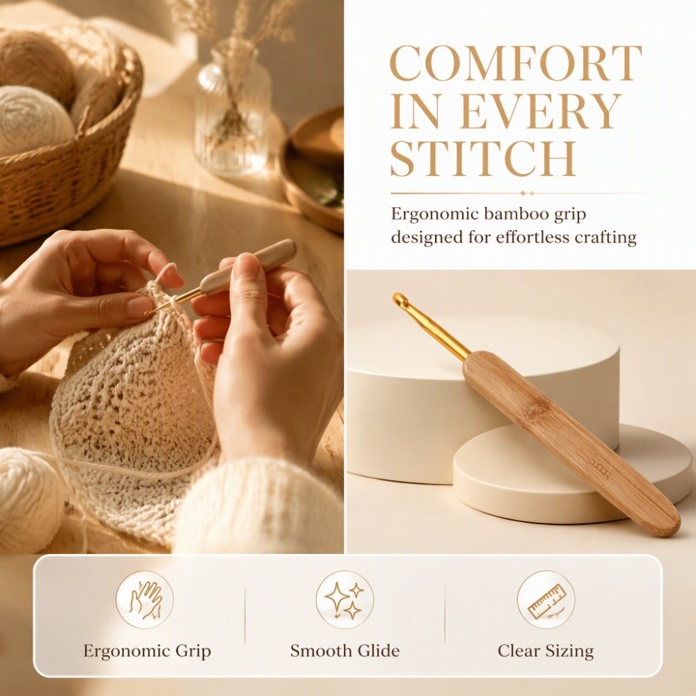 8pcs 2.5-6mm Sizes Crochet Hoo - Wooden Crochet Hooks Ergonomic Handle 评论和价格