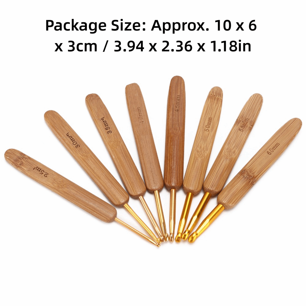 8pcs 2.5-6mm Sizes Crochet Hoo - Wooden Crochet Hooks Ergonomic Handle 评论和价格