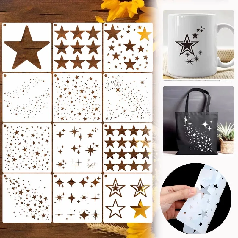 1-5Bags Shiny Star Stencil Tem - Scrapbooking 评论和价格