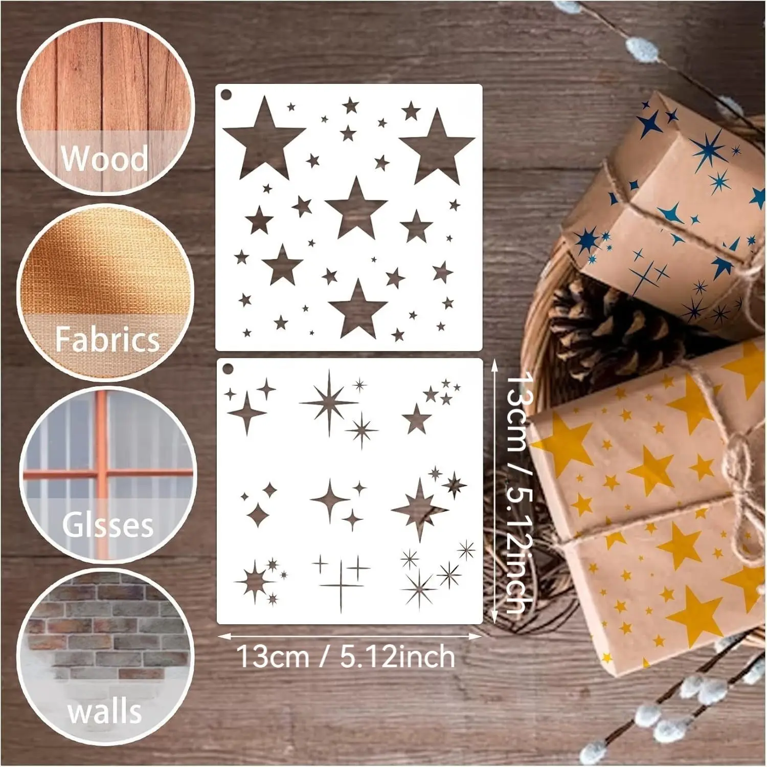 1-5Bags Shiny Star Stencil Tem - Scrapbooking 评论和价格