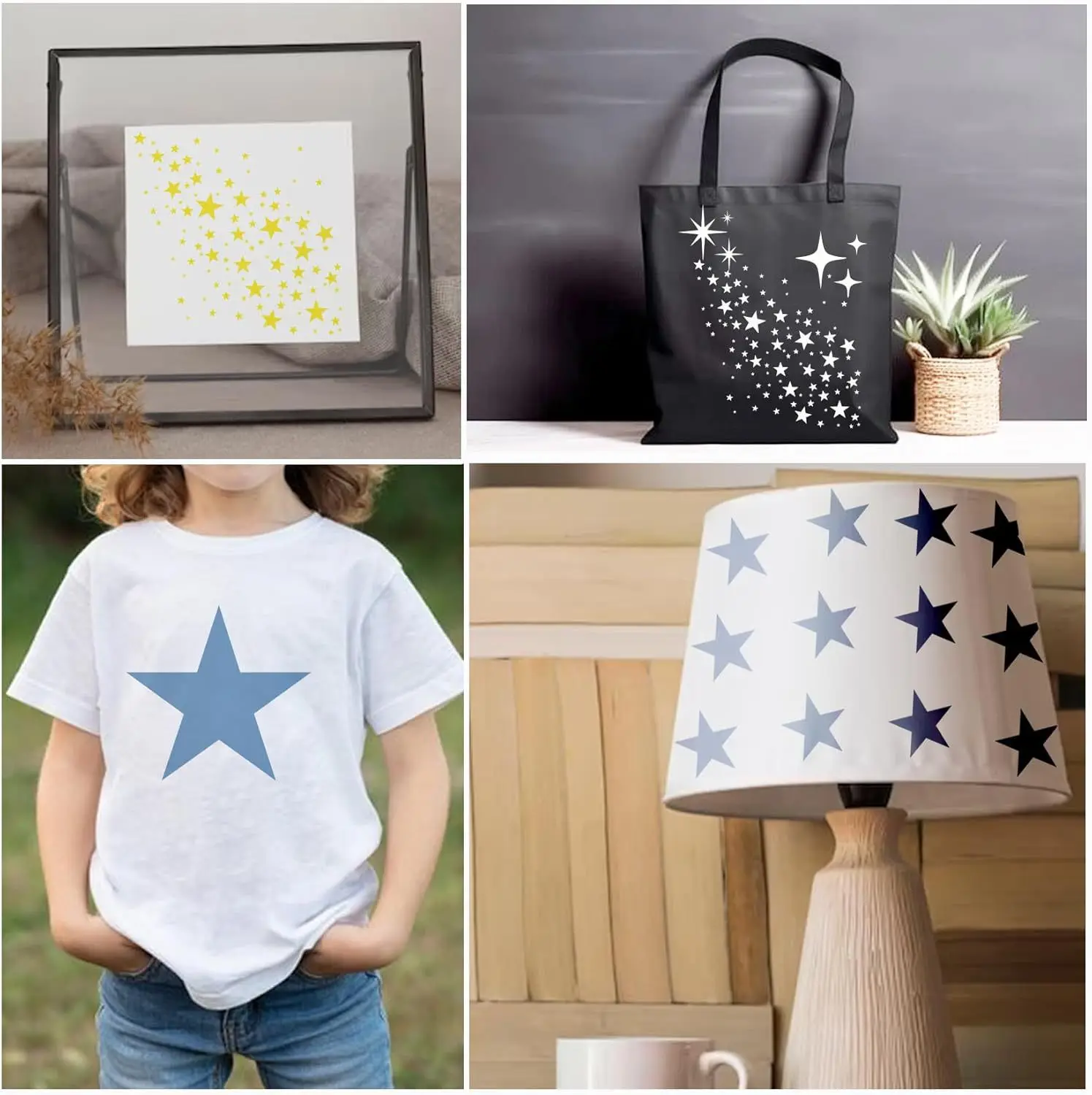 1-5Bags Shiny Star Stencil Tem - Scrapbooking 评论和价格