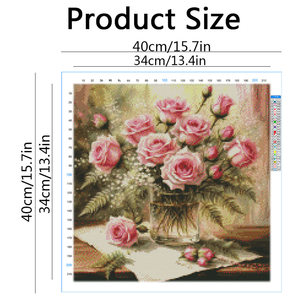 HUACAN Cross Stitch Kits Rose  - Cotton Embroidery Thread Skeins 评论和价格