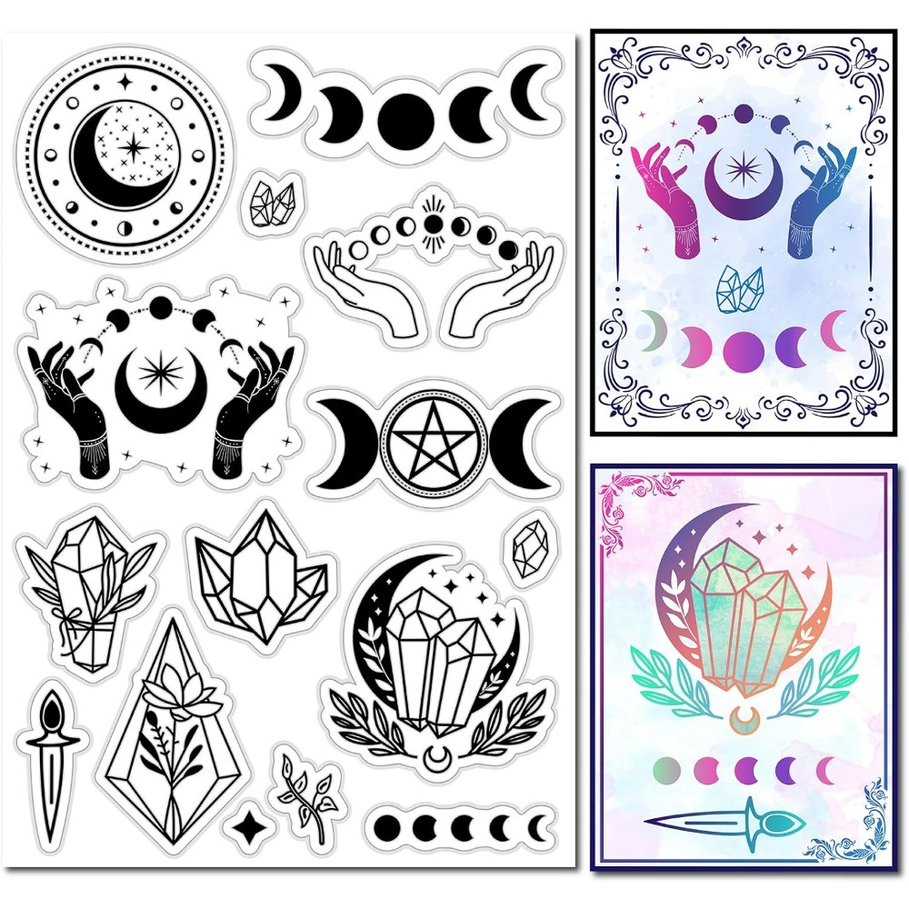Moon Phase Crystal Rubber Stam - Clear Silicone Stamps For Card Making 评论和价格