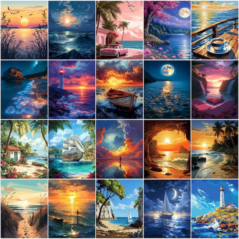 Painting Paints By Numbers sea - Painting Supplies 评论和价格