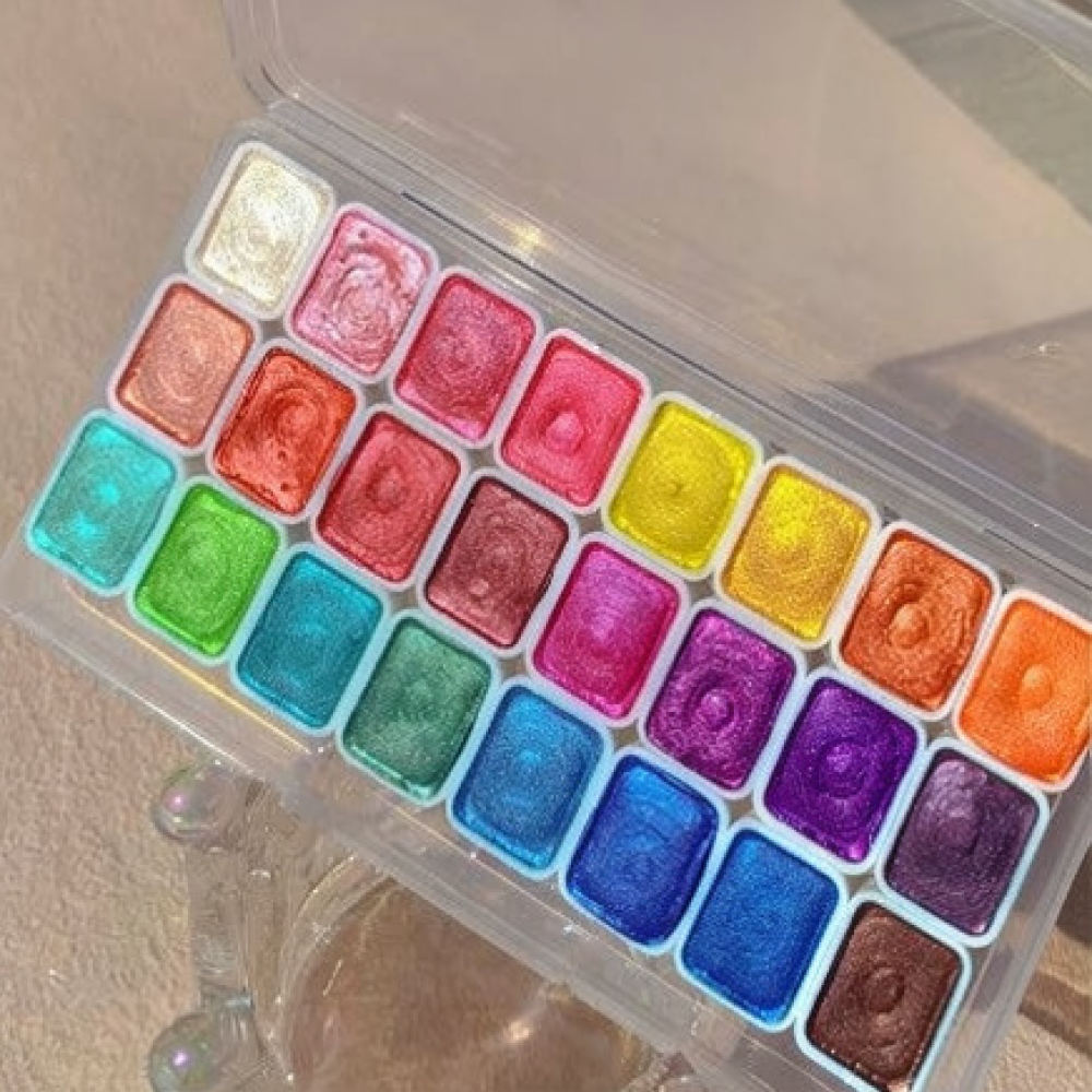 Professional Pearlescent Water - Watercolor Paint Set Solid Pigment 评论和价格