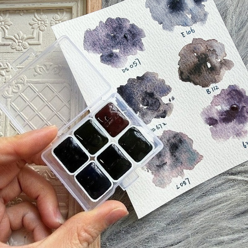 6 Colors 1ml White Night Colle - Watercolor Paint Set Solid Pigment 评论和价格